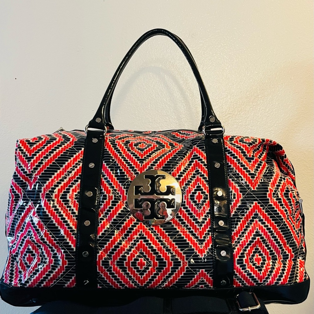 Tory Burch  Travel Bag Large Red and Black Geometric